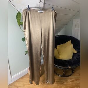 Calvin Klein Women's Silk Wide Leg Trouser Pants Size 14 Liquid Fabric Flowy